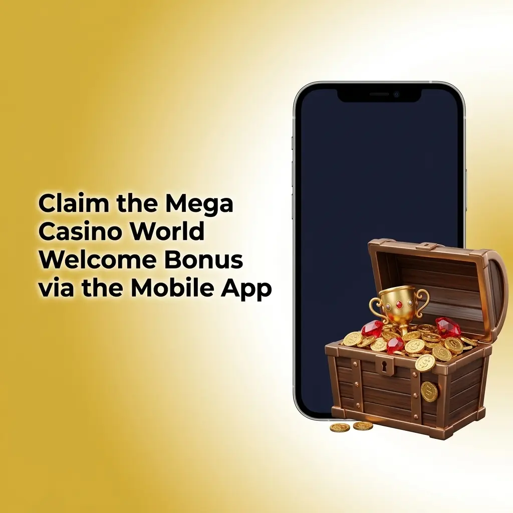 Steps to claim the Mega Casino World welcome bonus using the mobile app on Android and iOS devices