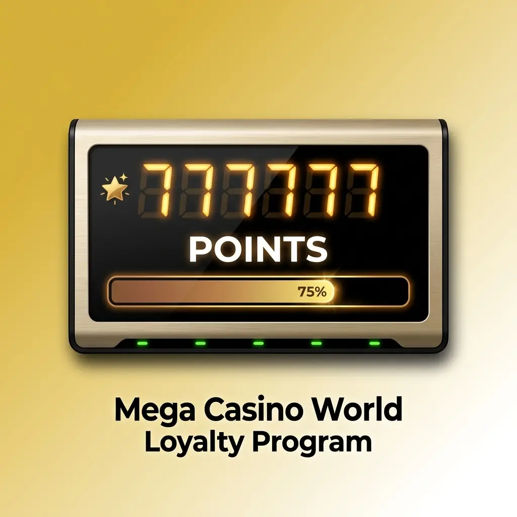 Mega Casino World VIP Club loyalty program showing five tiers, points system, cashback rewards and exclusive member benefits.