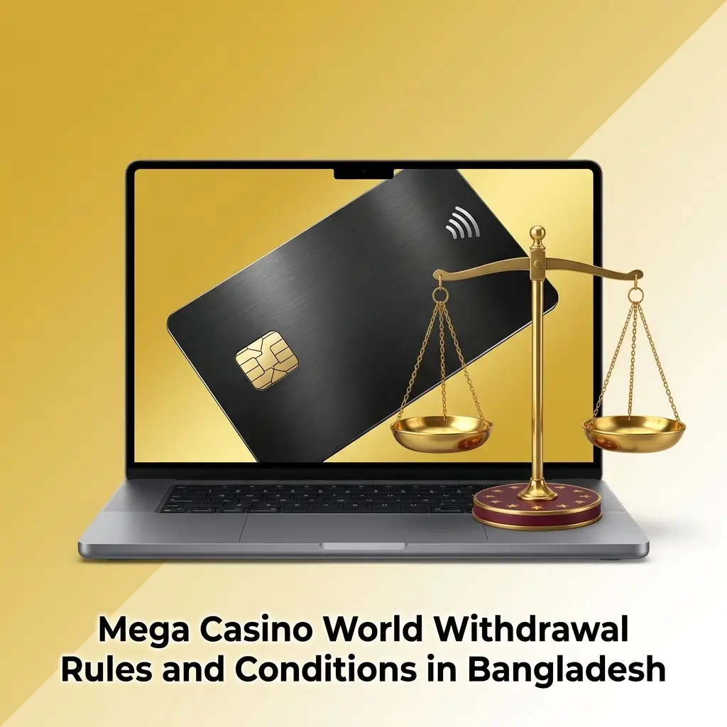 Mega Casino World withdrawal rules in Bangladesh: KYC verification, matching payment method, wagering requirement, and daily limits.